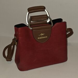 Chic Red and Brown Shoulder Bag